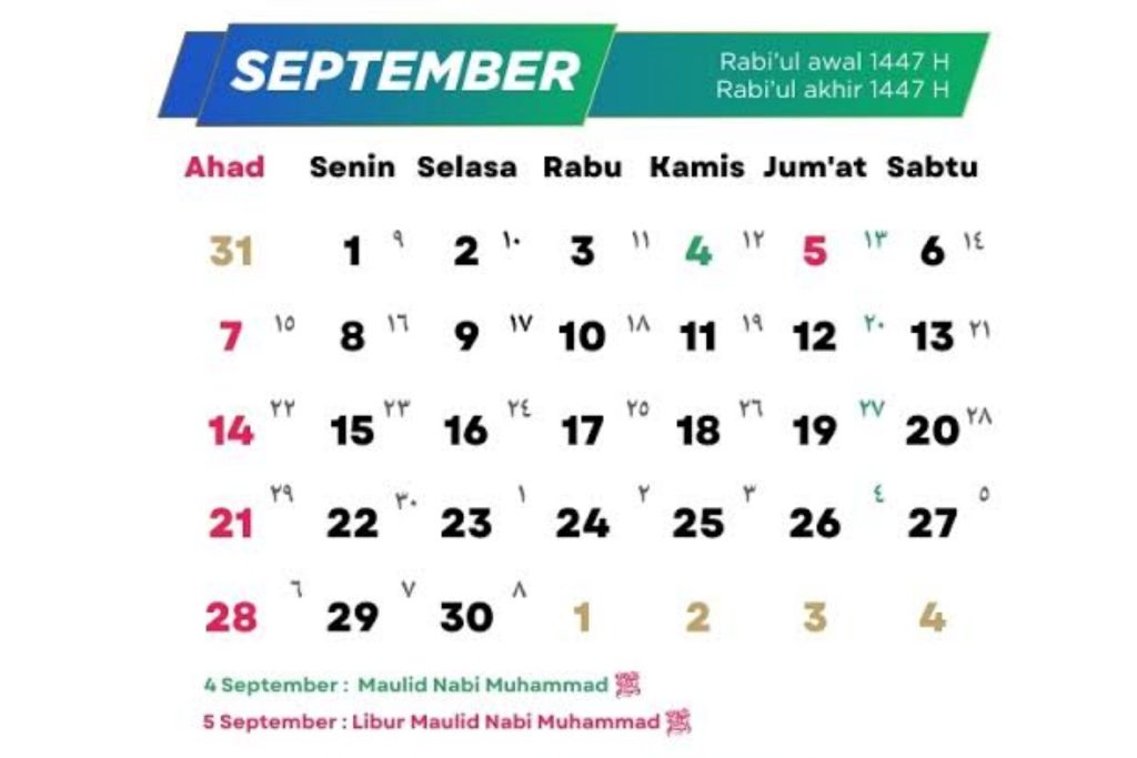 Kalender Hijriah September 2025: Daftar Hari Besar Islam Lengkap